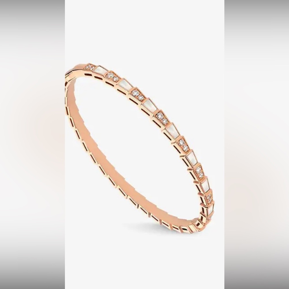 BVLGARI Serpenti Viper Bracelet in Rose gold‎ with Diamonds & Mother of pearl